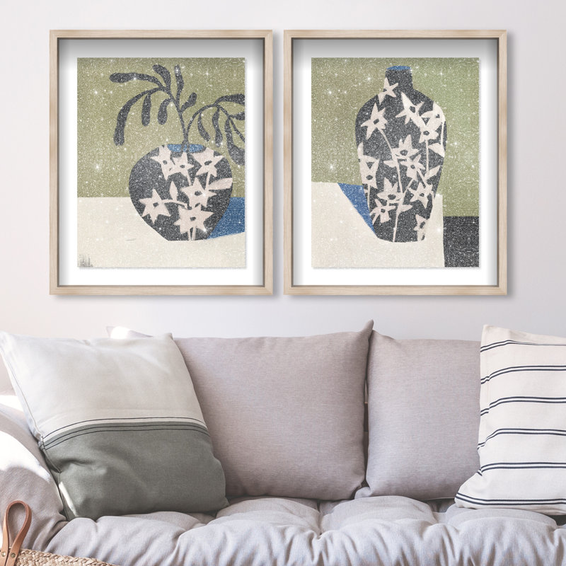 Noir Vase Set Set by Oliver Gal, 51"H x 43"W, Natural Oak Shadowbox
