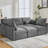 Multi-Functional 85.4" Sectional With Movable , Built-In Charging, Phone Holder, And Three Ergonomic Lumbar Pillows, Soft Chenille Fabric L-Shaped For Living Room Two Ports, Upholstery, Grey-160404501