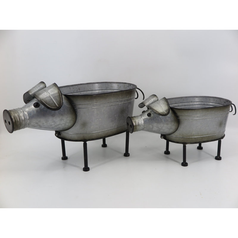 Ensemble de 2 pots à fleurs en métal
