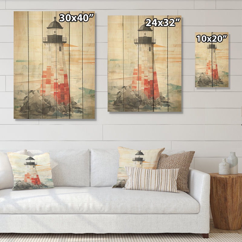 Lumière blanche et rouge - art mural en bois sur bois de pin naturel, H 32 po x l 24 po