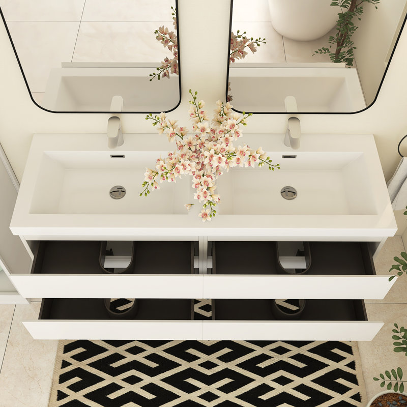 Meuble-lavabo double 59,05 po Quickel, Blanc