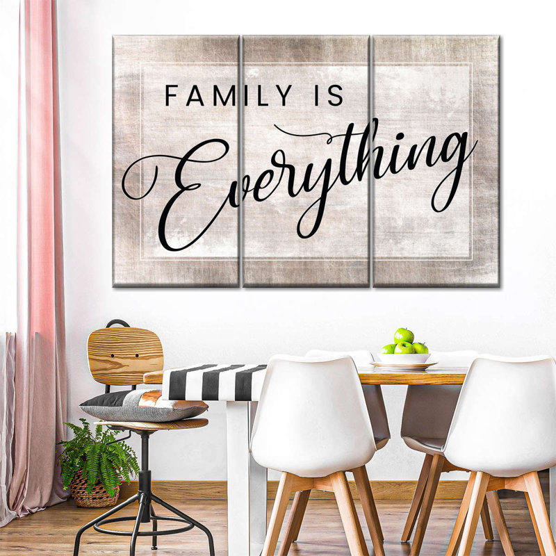"Family And Home Typographie" Family Is Everything Quote, H 24 po x l 38 po x P 1,25 po