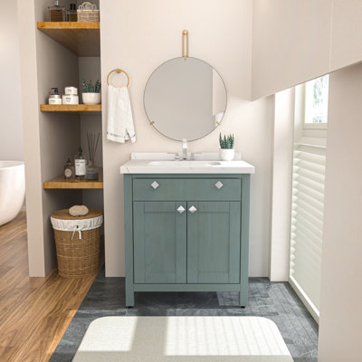 Ensemble de meuble-lavabo simple 31 po avec plateau en marbre d'ingénierie Elfand