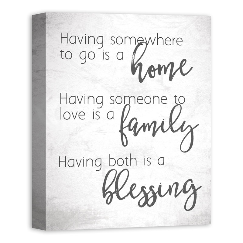 «Home Plus Family Equals a Blessing», reproduction d'art textuel sur toile, H 20 po x l 16 po x P 1,25 po