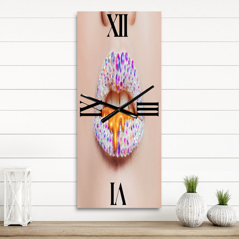 Horloge murale brillante recouverte de strass et de taches, Petit