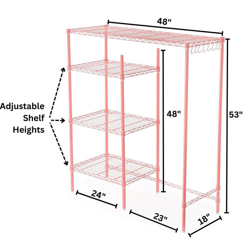 Suprima 53" H x 48" W Adjustable Shelving Unit, Pink