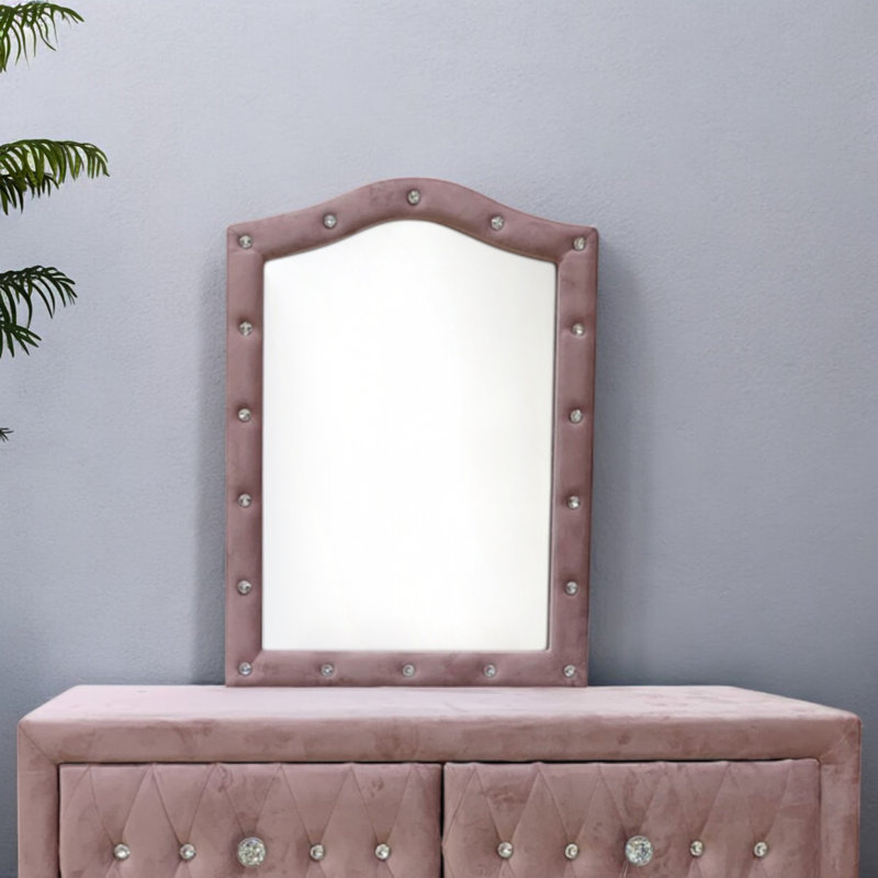 Miroir Montreux en tissu rose