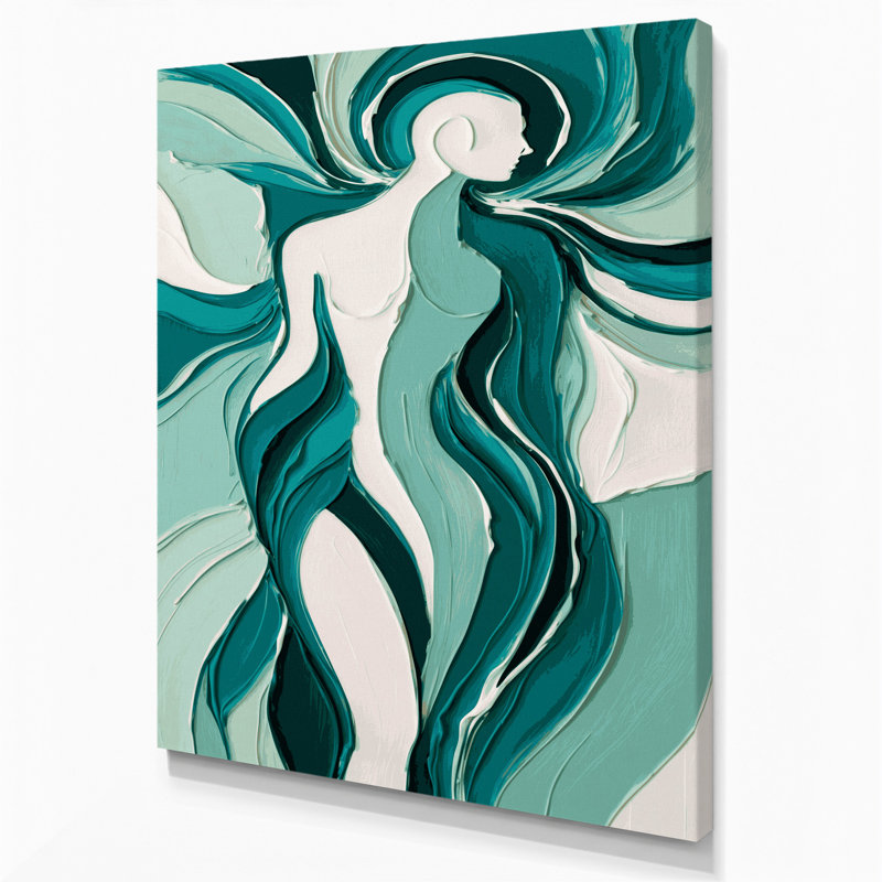 Abstrait art figuratif sur toile vert 11, H 14 po x l 11 po
