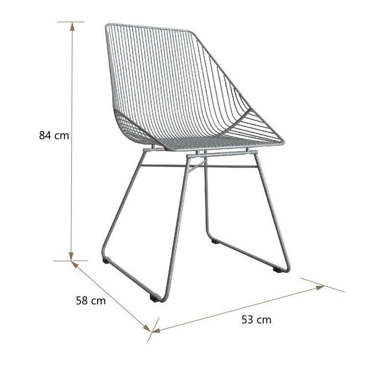 46cm H Slat Back Side Chair, Grey