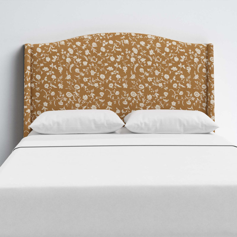 Vasiliy Upholstered Headboard, California King, Cotton Floral Brown