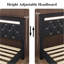 Queen Size Bed Frame With LED Light And Charging Station, Faux Leather Upholstered Platform Bed With Handcrafted Crystal Button Adjustable Headboard, No Box Spring Needed, Solid Wooden Slats, Black