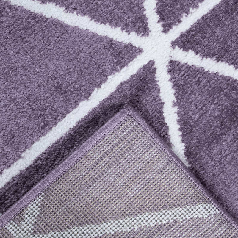 Tapis mauve à motif géométrique Dudley, Rectangle 2 pi x 3 pi 3 po