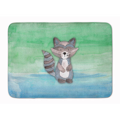 Tapis de bain antidérapant en microfibre à motif de raton laveur Oswalt