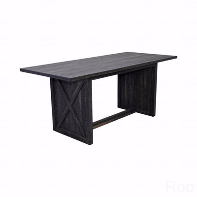 Grande table de salle à manger 70,87 "pour 6 à 8 personnes, table de salle à manger rectangulaire en bois, table de salle à manger rustique avec X pieds solides
