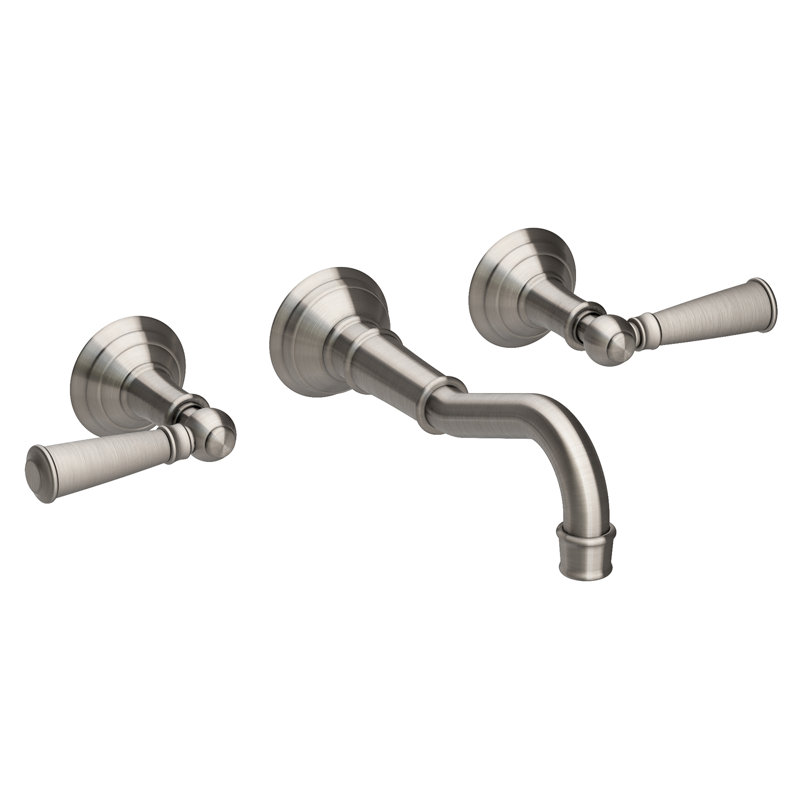 Jacobean Wall Mount Bathroom Faucet, Satin Nickel