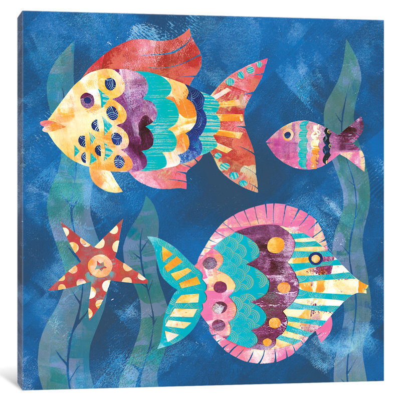 «Boho Reef Fish II» par Wild Apple Portfolio, reproduction d'art sur toile, H 12 po x l 12 po x P 1,5 po, Toile tendue