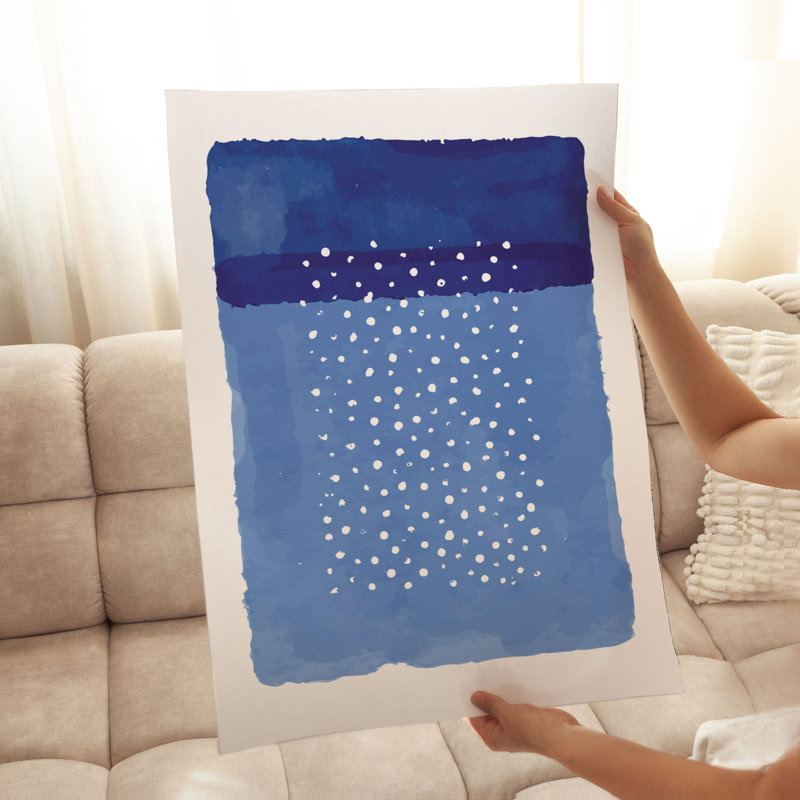 Motif abstrait abstrait à pois bleu Mid-Century, H 30 po x l 20 po