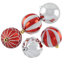 Boules de Noël rayées incassables et incassables - 2,25 po (58 mm) - 60 carats