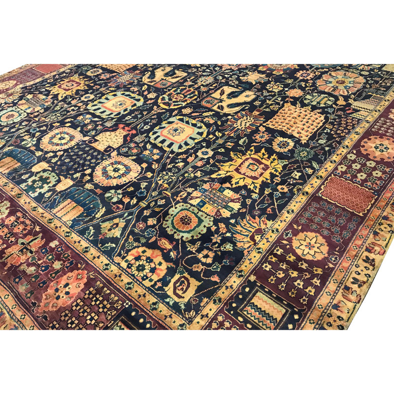 Magnolia Wool Oriental Area Rug in Blue/Brown