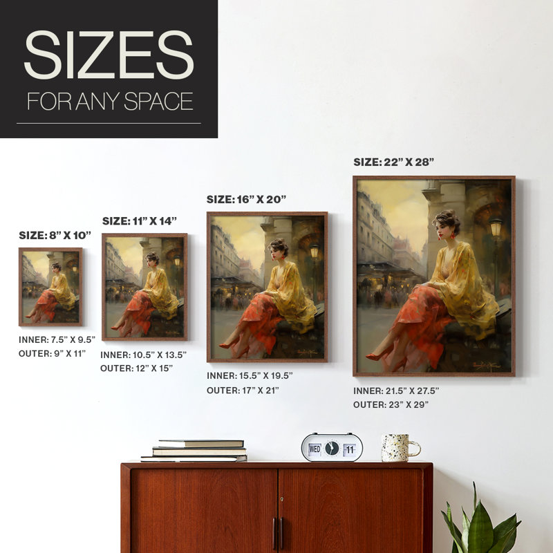 Reproduction encadrée WOMEN Series CDxxx - bois massif, Noyer, H 30 po x l 24 po