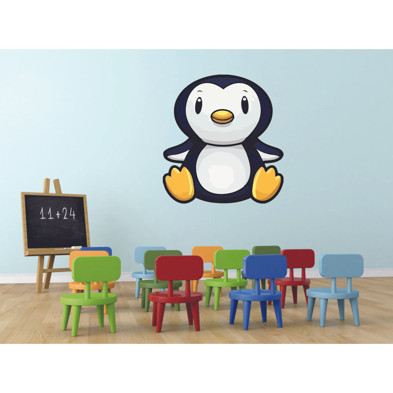 Décalcomanie murale mignonne pingouin mignonne, H 20 po x l 18 po