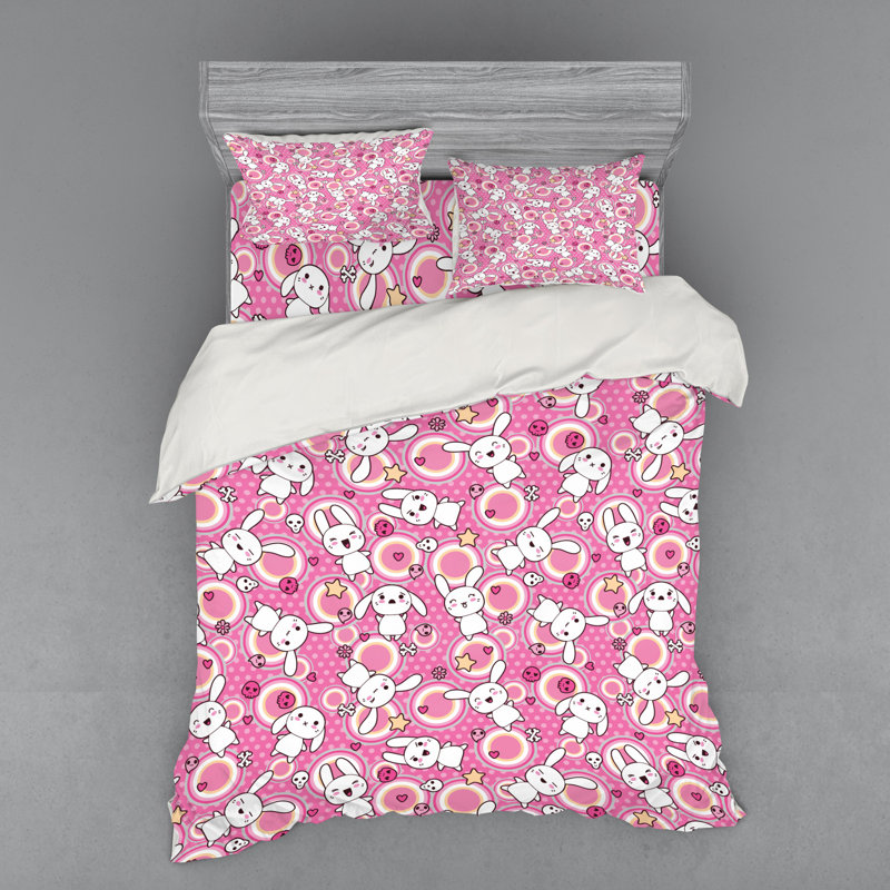 Ensemble de housse de couette en microfibre rose, Housse de couette grand + 3 pièces supplémentair