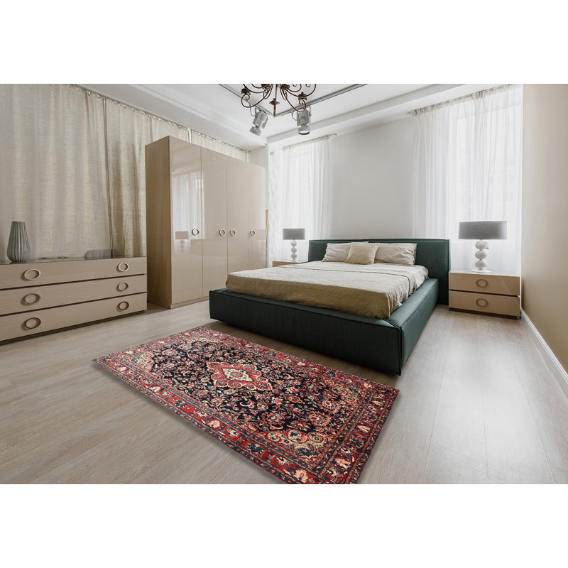 Tapis traditionnel brun / rouge / noir, Rectangle 5 pi x 7 pi