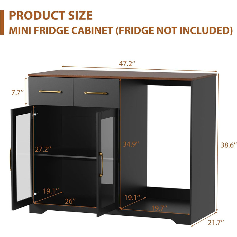 Meuble-bar à café avec réfrigérateur, meuble pour mini-réfrigérateur pour la maison