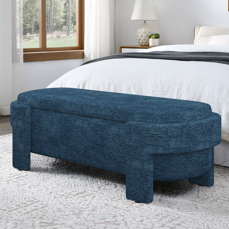 Banc rembourré en lin avec grand espace de rangement pour le salon, le vestibule et la chambre à coucher