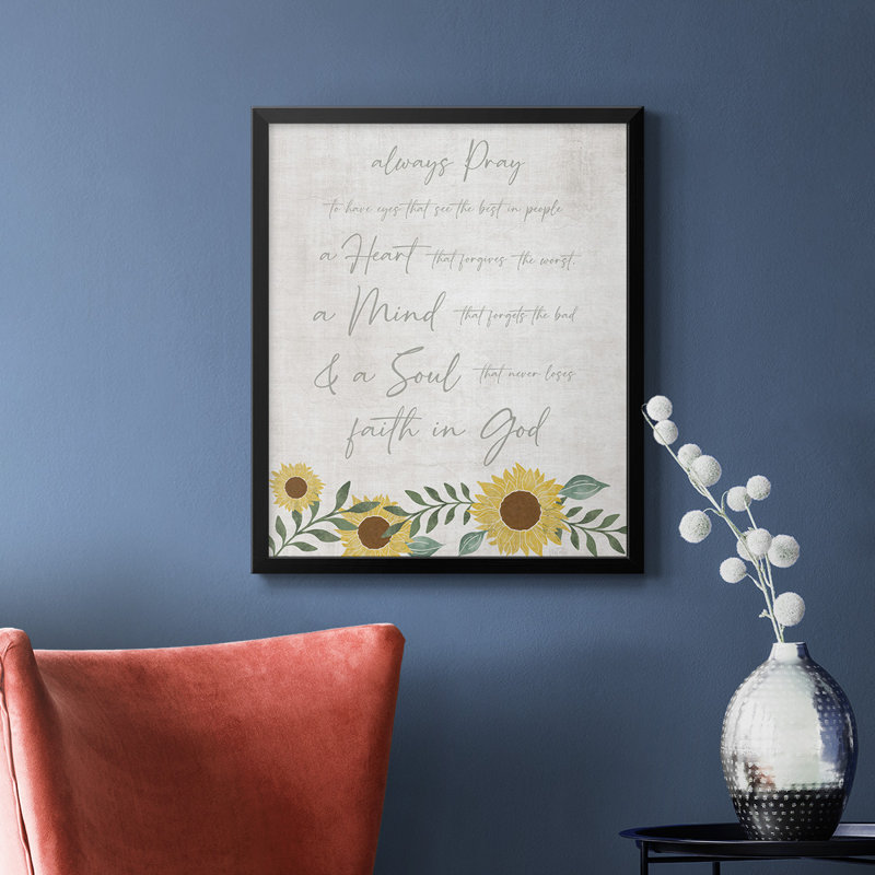 Toile encadrée de qualité supérieure Always Pray - prête à être accrochée, Noir, H 20 po x l 16 po