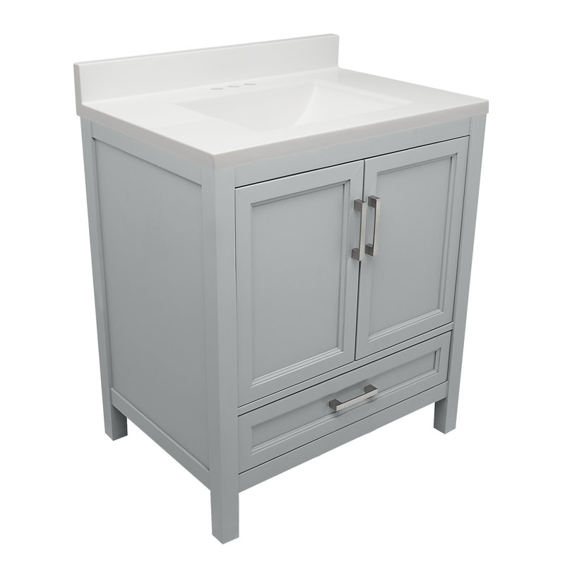 Haleyann 31 " W Freestanding Standard Free Standing 1 Single Vanity Bathroom Vanity With Cultured Marble Top, Gray