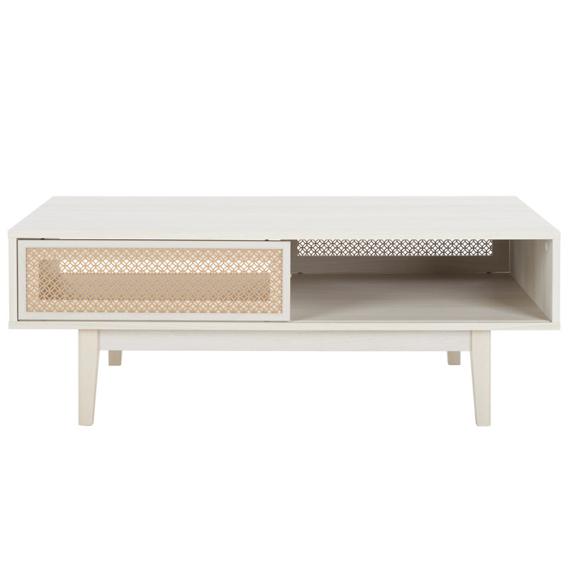 Wyatts 4 Legs Coffee Table with Storage, Bleached White