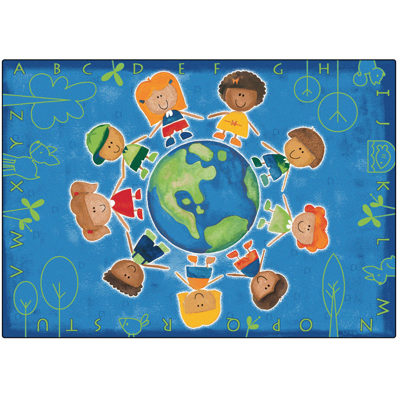 Tapis bleu / vert touffeté de qualité «Offrez à la planète», Rectangle 8 pi x 12 pi
