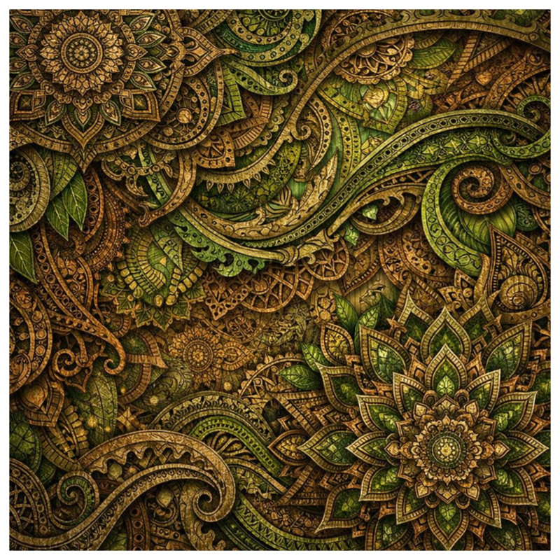 Édredon complexe à feuilles de mandala, Lit simple