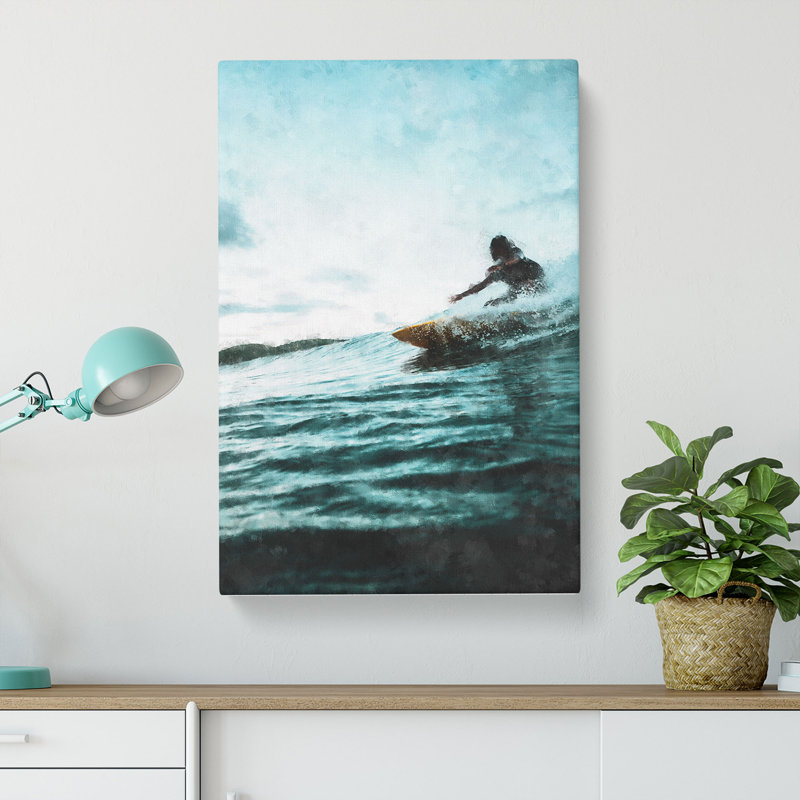 Surfing In Indonesia - Wrapped Canvas Painting, 91cm H x 60cm W x 3cm D