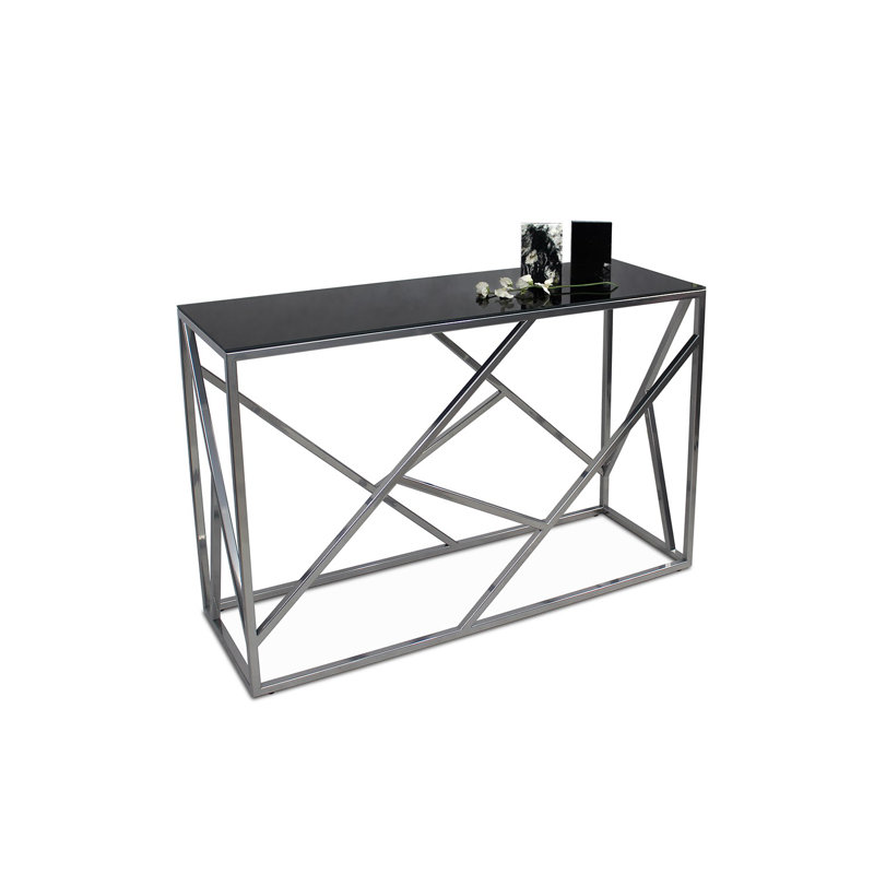 Goshorn 120cm Glass Top Console Table, Chrome