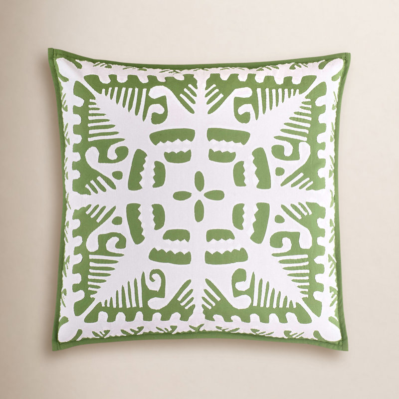 Knight Wood Kit Kemp x Annie Selke Knight Wood Cutwork Lapis Sham, Olive, Euro