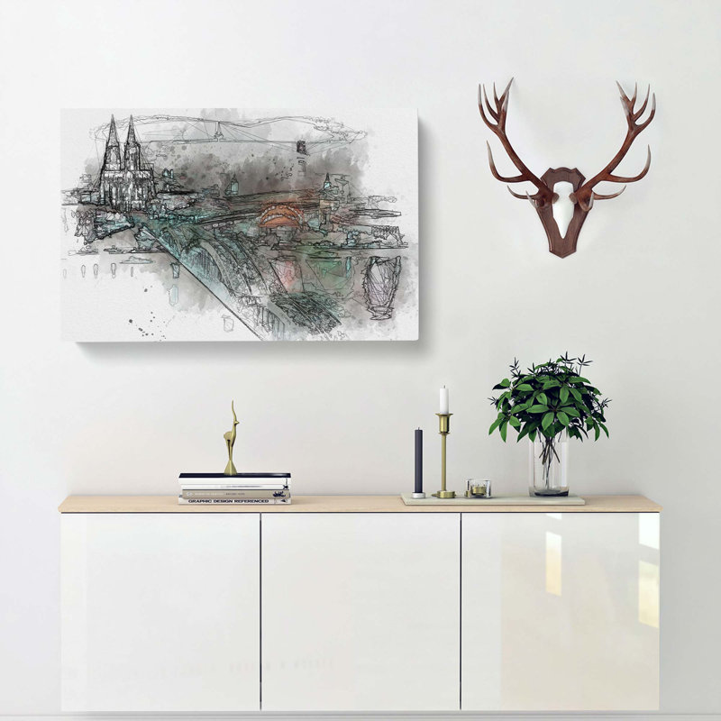 Cologne Skyline In Abstract - Wrapped Canvas Print, 50cm H x 76cm W x 3cm D