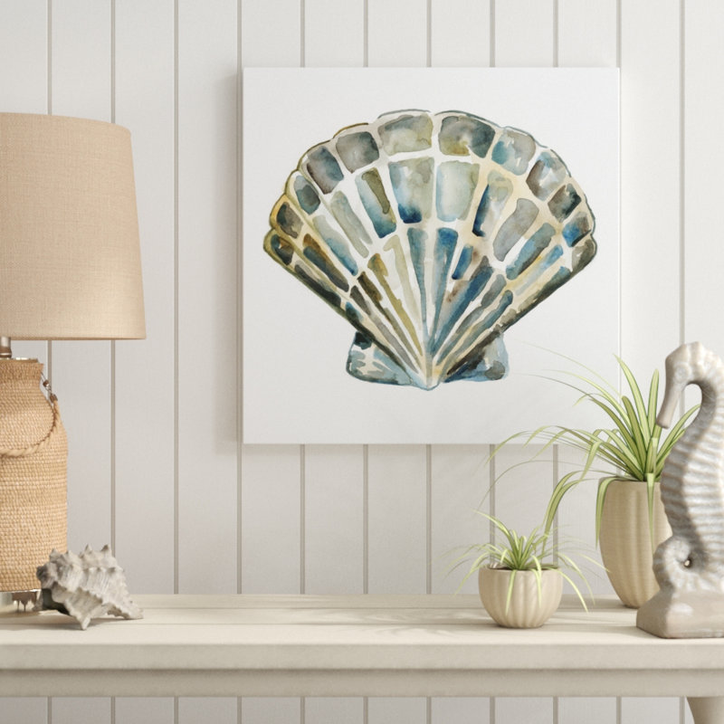 «Aquarelle Shells IV», peinture sur toile, H 20 po x l 20 po, Toile tendue