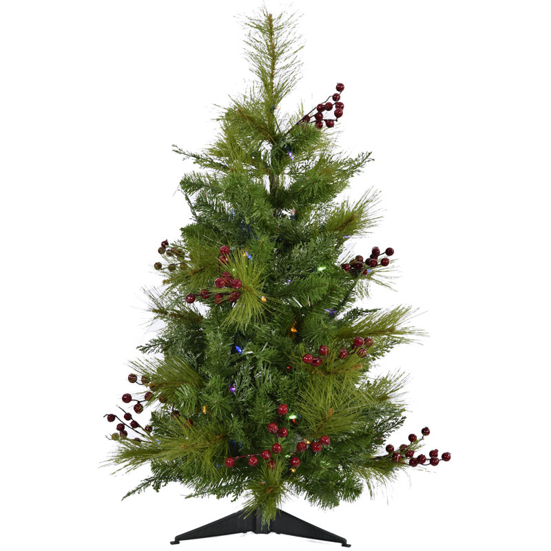 Newberry Pine 4-Ft Tabletop Christmas Tree with Multi-Colored LED Lights