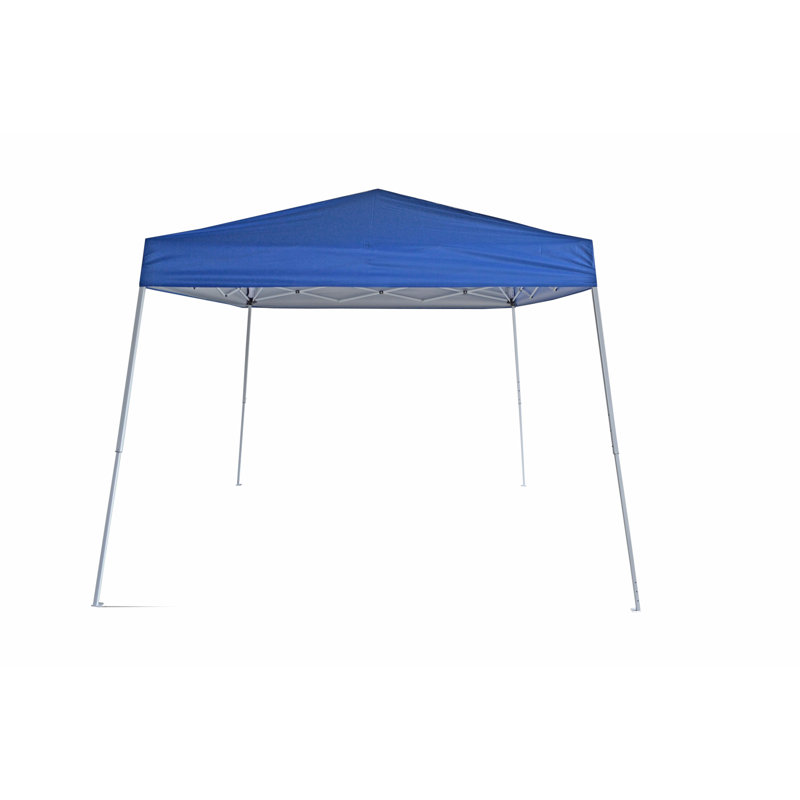 10 Ft Blue Steel Pop-Up Canopy Tent with Waterproof Cover