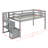 Twin Wooden Low Loft Beds With Two Step Stairs Storage-1922592595