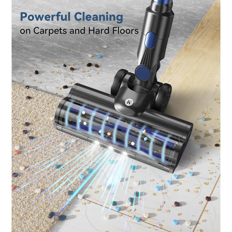 Cordless Vacuum Cleaner – 28Kpa Suction, 45Min Runtime, Anti-Tangle Brush, LED Lights