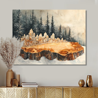 Large Energy Crystals In A Winter Landscape I -Crystals Metal Wall Decor