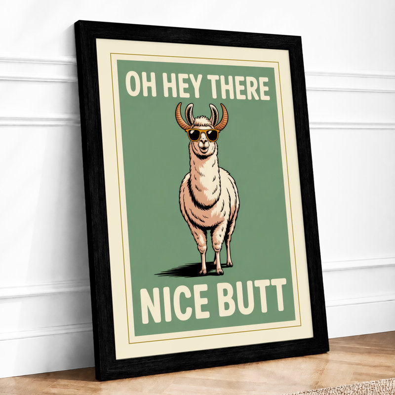 Nice Butt, Deer Retro - Framed Print, Black, A4 - 29.7 x 21.0 cm