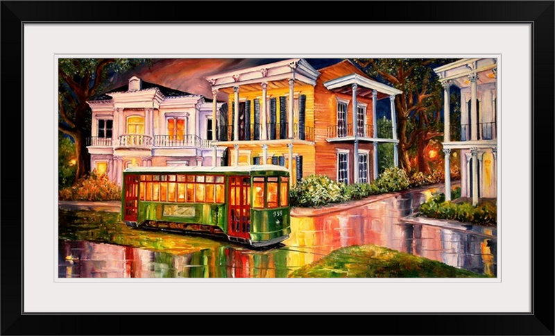 «Bebe Twilight on St Charles Ave» par Diane Millsap - reproduction, Cadre noir, H 32 po x l 56 po x P 1 po