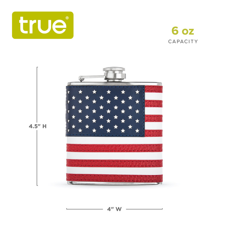 Trueflask 6 oz American Flag Flask with Funne