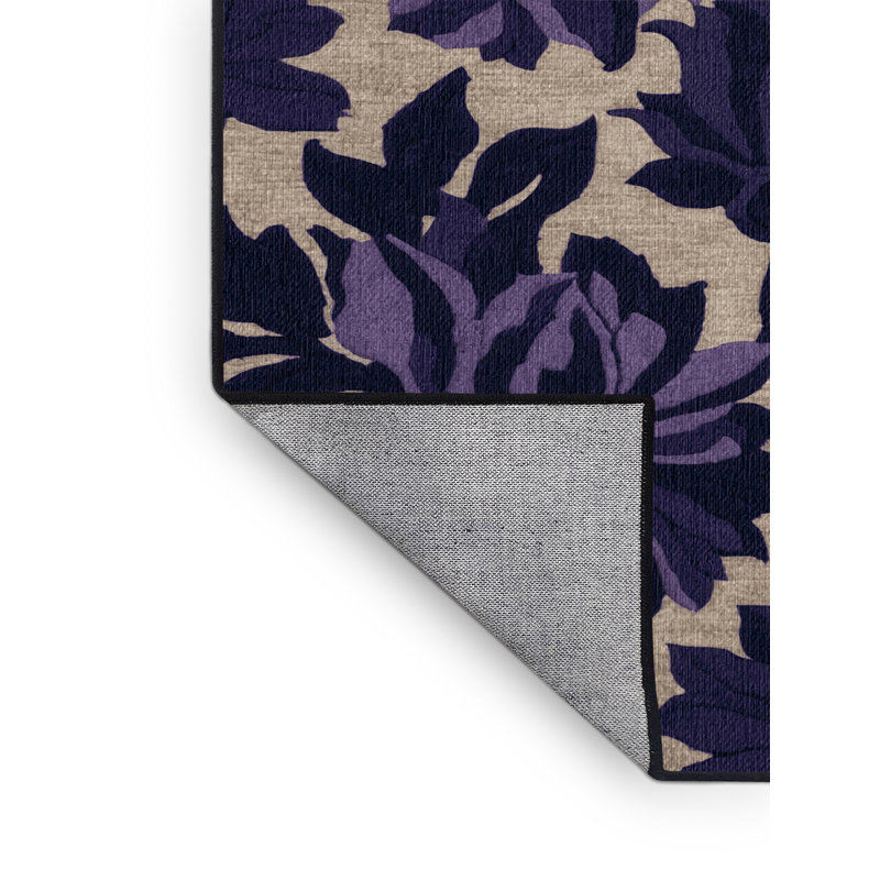 Washable Violet Flowers Vegetables Area Rug, Rectangle 6' x  9'