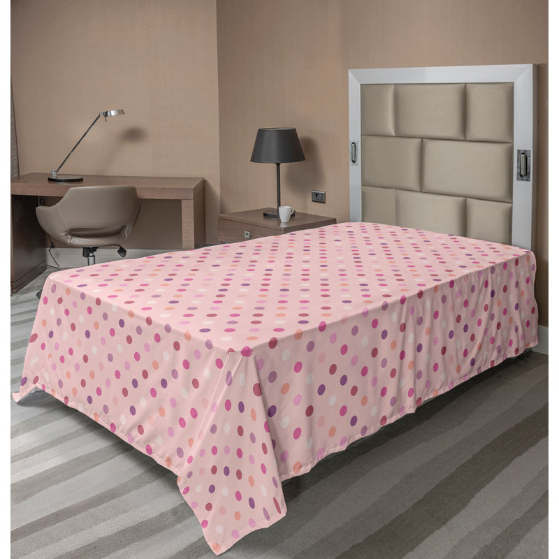 Ambesonne Top Flat Sheet Royal, Pink Purple Polka Dots 4, Twin XL Flat Sheet