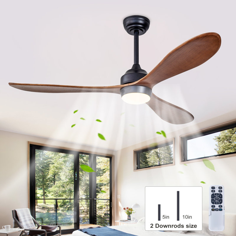 52'' 3 - Blade Classic Propeller Ceiling Fan With Remote Control And LED Light Included